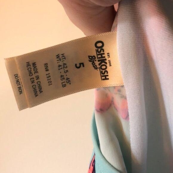 Oshkosh Bgosh Girls Tropical Parrot Print One-Piece Swimsuit Size 5 - Picture 5 of 5